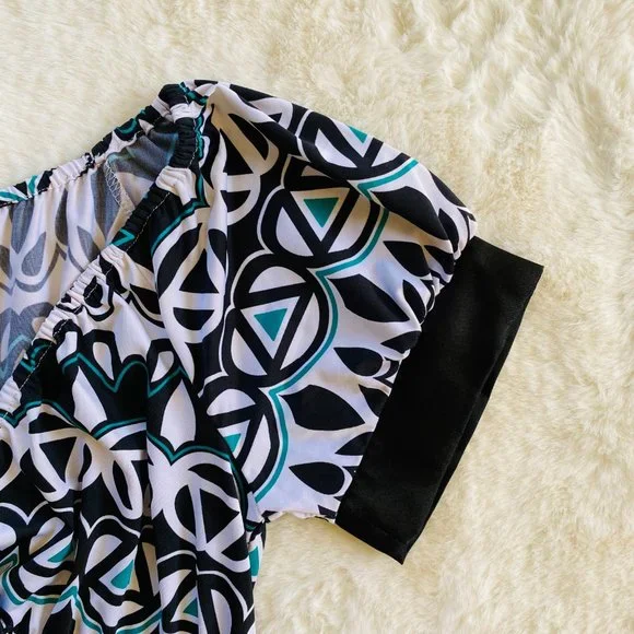 INC International Concepts Black Green White Geometric Dress size M - Picture 5 of 9